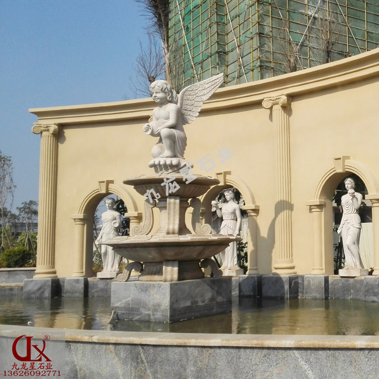 各种石材喷泉雕塑与石雕喷水池的结合图片