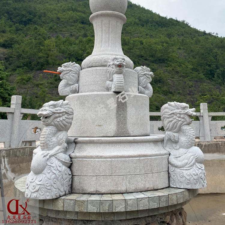 浙江虹珠寺▪九龙喷泉 石雕九龙雕塑喷泉